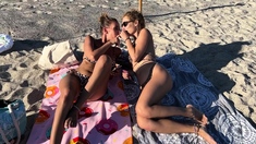 Sexy Brunette Lesbians Fucks On A Big Soft Bed